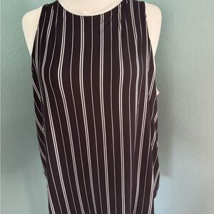 2X Black and White Striped Sleeveless Top